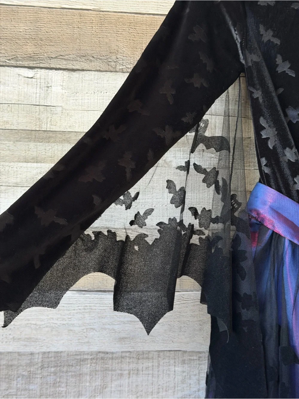 Spirit Halloween Girls Bat Costume Dress Hooded Purple Black Size Large 12-14